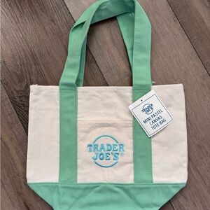 Trader Joe's Mint Pastel Canvas Tote Bag